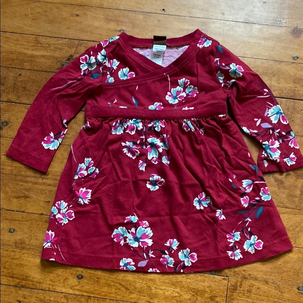 Tea Collection Burgundy Floral Kids Dress